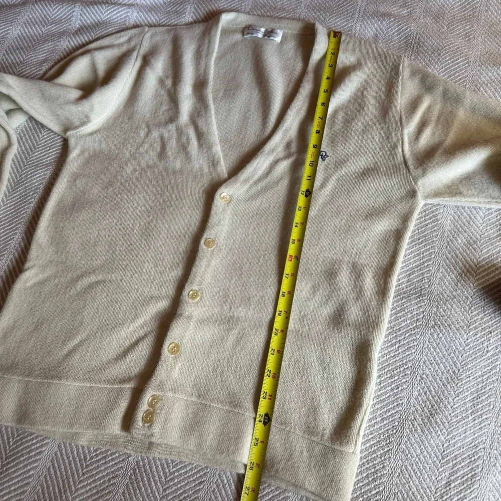Vintage 80s Christian Dior Monsieur Cardigan Sweater Men Large Cream Made in USA